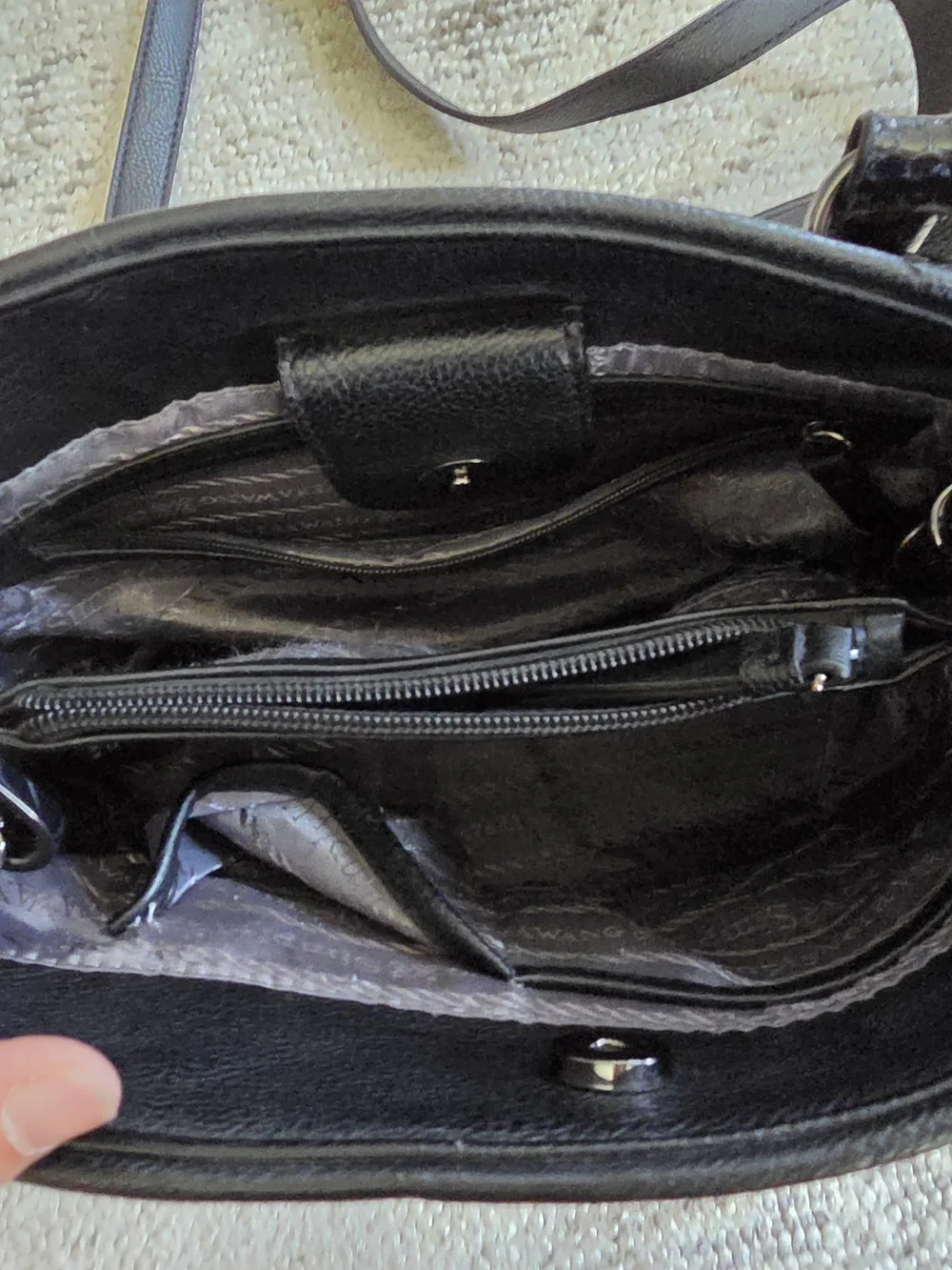 Simply Vera Vera Wang Black Structured Satchel with Gloss Trim
